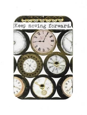 ACEO Art Trading Card ATC Original Collage Gems OOAK Keep Moving Forward Clocks