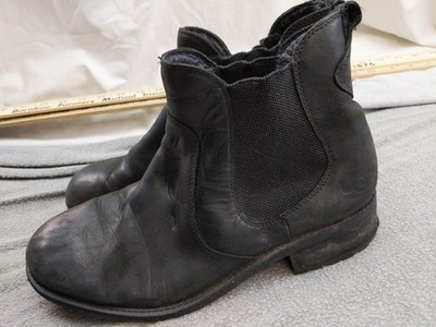 UGG Boots Womens Size 10 41 Black Leather Ankle Chelsea Shearling 1013893
