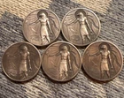 Lot of (5) Horus Antiqued 2 oz High Relief Egyptian Gods .999 Silver Rounds