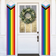 Pride Month Rainbow Porch Banner   Front Door Wall Indoor Outdoor Hanging Dec...