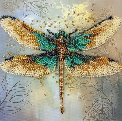 Bead Embroidery Kit ''Emerald wings'' size 5.9''x5.9'' / 15.0x15.0 cm