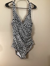 WOMENS Jantzen Whole Piece Bathing Wear 16 Black Green Cheetah New Without Tags