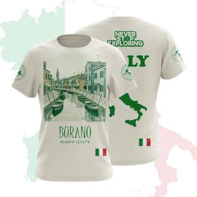 Burano Island Venice Italy Graphic T-Shirt Venetian Lagoon Travel Souvenir Tee