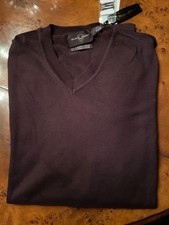 Black Brown cotton V neck sweater -- mens' size L -- new with tags -- brown