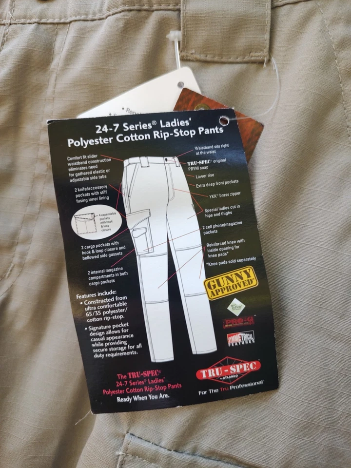 Tru Spec 24-7 Rip Stop Khaki Tactical Cargo Pants NWT Women's 4x34 - Image 3 of 4