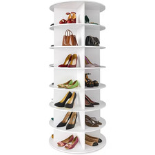 Rotating shoe rack tower 360 spinning shelves display 7 tier
