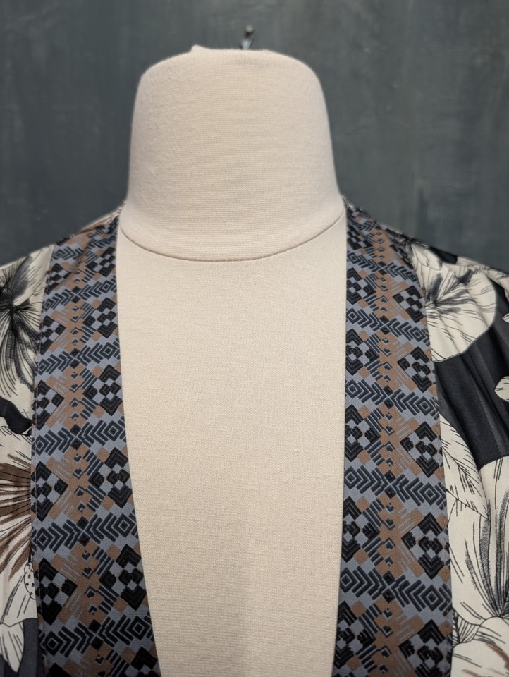 Susan Graver Floral Burgundy Black Jacket Size 1X (Plus) - 65% off