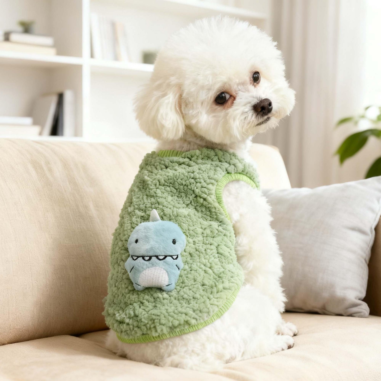 FLAdorepet 3-Pack XXS Teacup Dog Cat Fleece Sweater Vest Winter Clothes Dinosaur