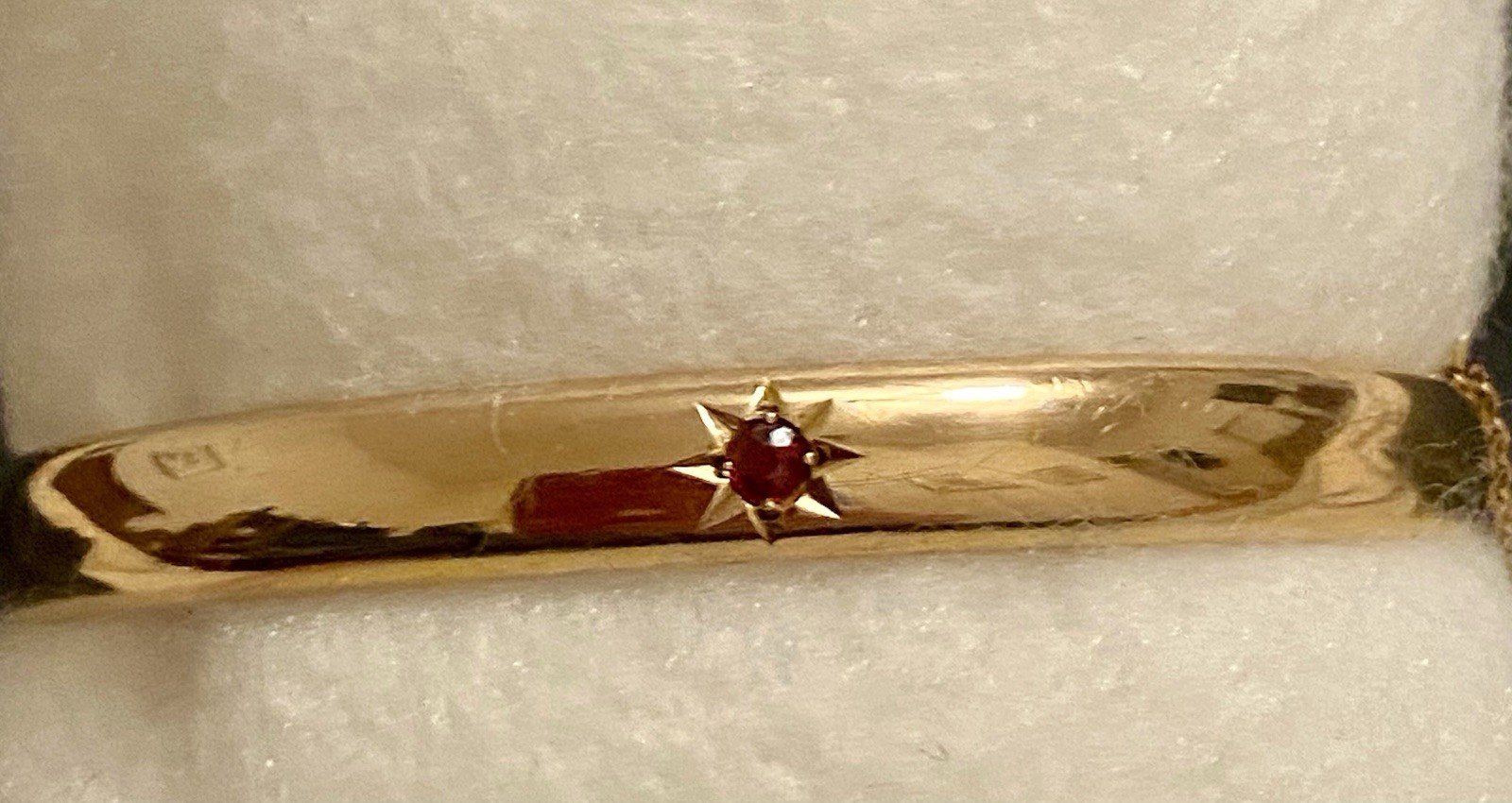 Antique Ruby Gold Filled Bangle Bracelet 1912 Saf… - image 7