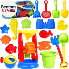 Jouets de Plage, Lot de 19 Jouets de Sable Enfants Bac à Sable Jouets Comprend Roue à Eau Plage 