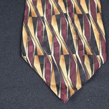 Stafford Executive Men's Tie Black Gold Burgundy Silk Geometric Pattern