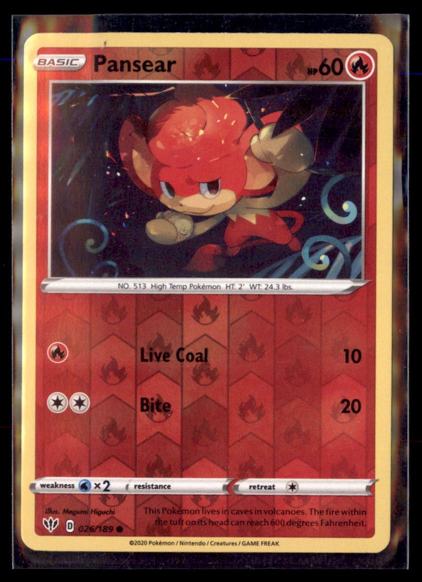 Pokemon Pansear 26/189 Darkness Ablaze Reverse Holo
