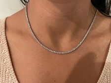 $45000 Natural 5 Carat Diamond Necklace Natural Diamond Tennis Necklace 17"