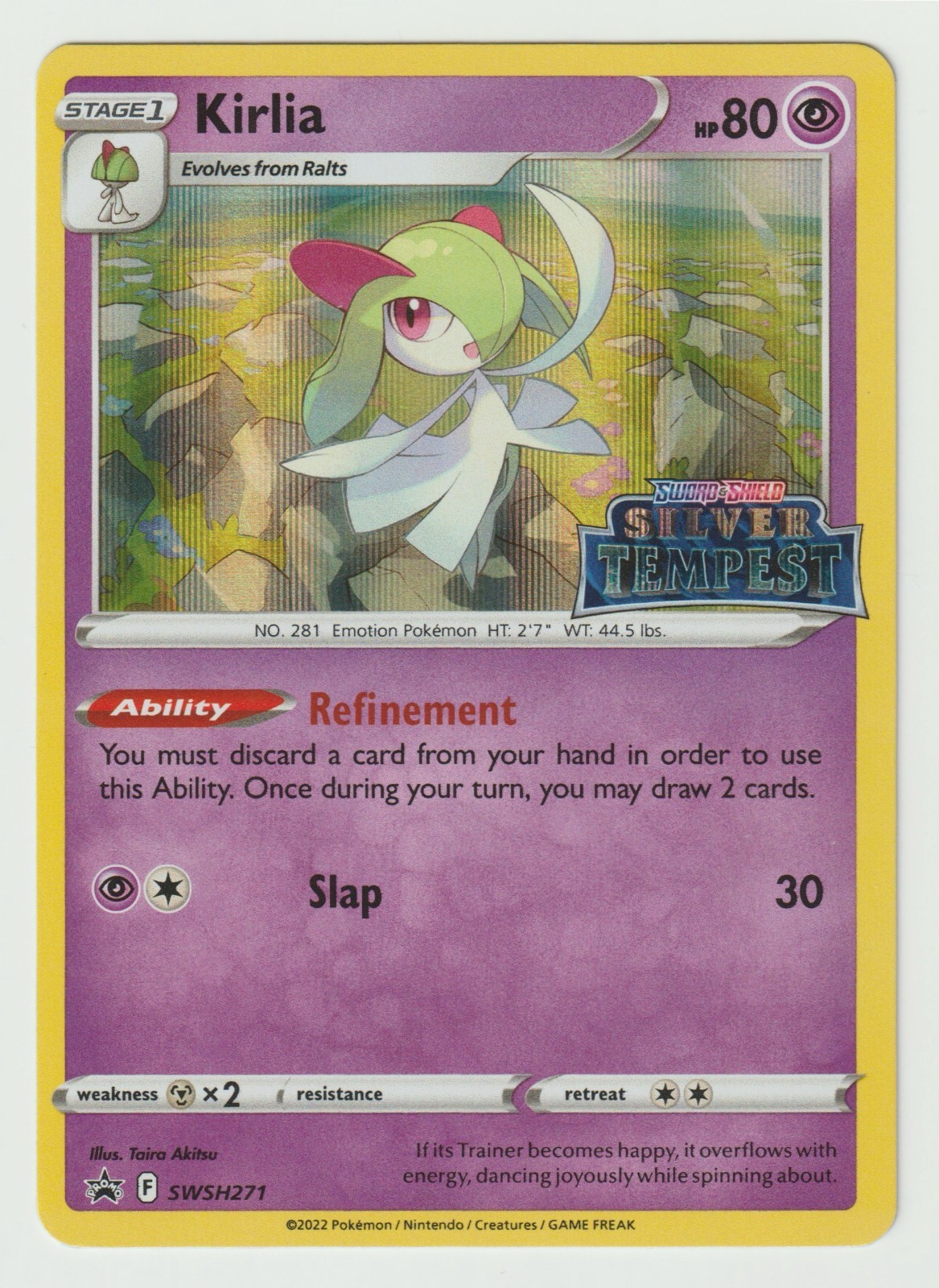NM Pokemon Kirlia Silver Tempest STAMPED Black Star Promo Holo SWSH271