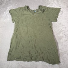 Old Navy Dress Womens Extra Large Green Olive Cotton Gauze Lagenlook Relaxed Fit