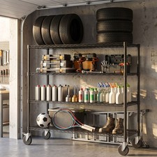 4/5/6 Tier Metal Storage Rack,Heavy Duty Rolling Wire Shelving Unit for Garage
