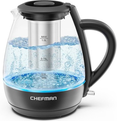 1L Electric Kettle with Tea Infuser   1500W Hot Water Boiler, Auto