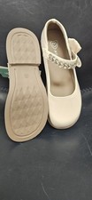 Qipaoxian Beige Mary Jane Girls' Shoes with Bow  Rhinestones, Flower Girl, 28