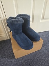Women’s Ugg Boots With Bows navy blue Size 7 Uk Brand New In Box