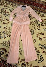 Vintage City Hearts Women's Velour Pink 3 Piece Tracksuit Size XS