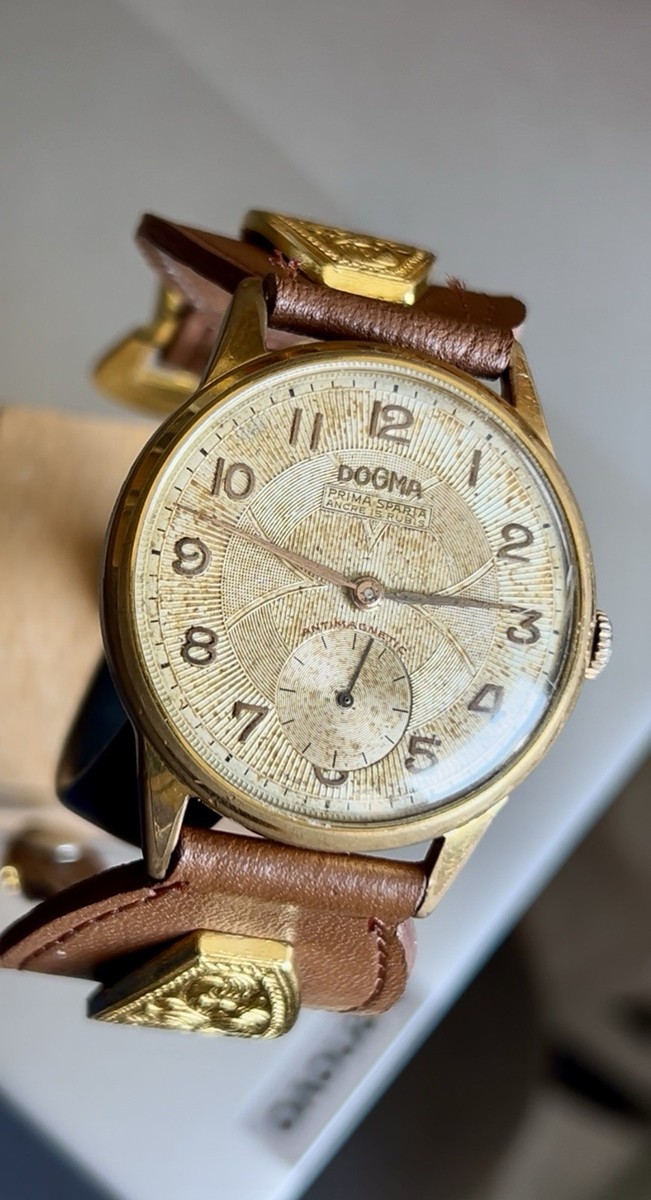 Vintage DOGMA Prima SPARTA Jumbo Plaque Large Gold 1950 Watch