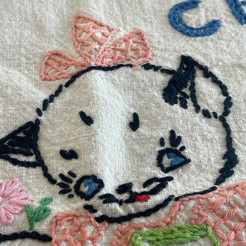 VTG Embroidered Towel Anthropomorphic Kitty Cat Sunday Church Christian Sweet - Picture 12 of 18