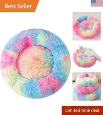 Plush Donut Cat  Dog Bed for Pets Up to 7 Lbs - Anti-Slip  Travel Friendly