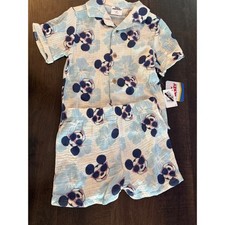 Disney Mickey Mouse Boys 2pc Shirt and Shorts Set Blue Tropical Gauze NWT 4T 5T