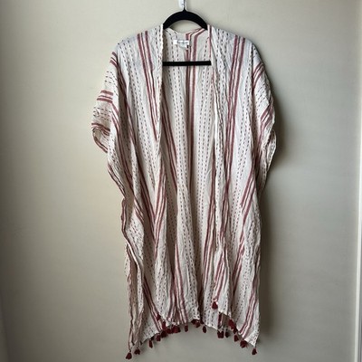 Francesca s Robe Womens One Size Striped Kimono Wrap Open Front Boho Cardigan