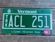 2000 Vermont Truck TRK license plate ACL 251