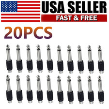20Pcs Mono Plug Audio Adapter Connector RCA Female Jack To 6.35mm 1/4" Male