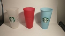 Starbucks Lot Of 3 Plastic 16 Oz Cups No Lids