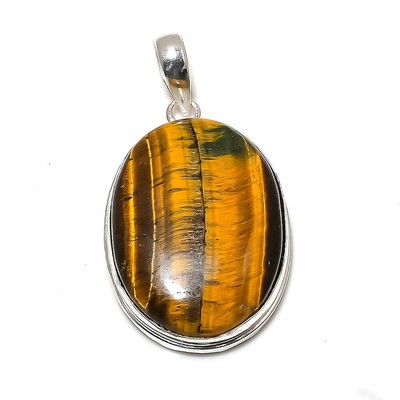 Tigerauge Edelstein Handarbeit 925 Sterlingsilber Schmuck Anhänger 1,97'' L498