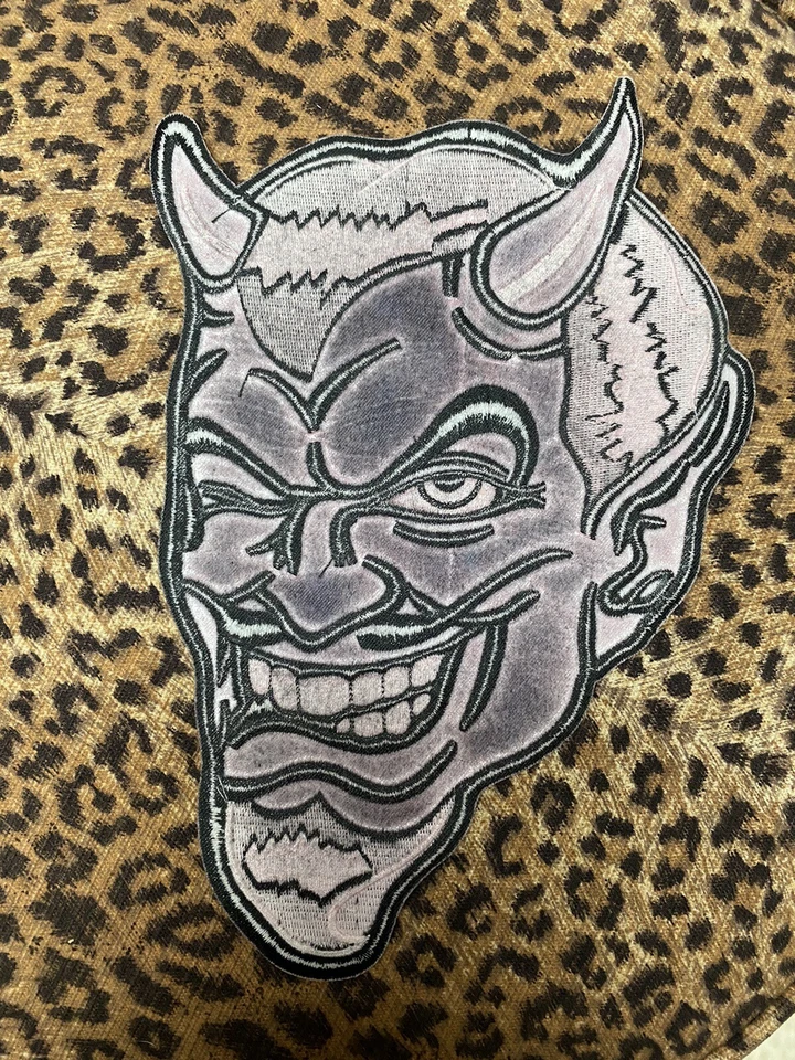 Red Devil Biker Large Embroidered Iron-on Patch - Image 3 of 3