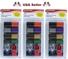 3 pk Singer Polyester Thread 25 Yard Spools 12/Pkg Dark Shades 60641