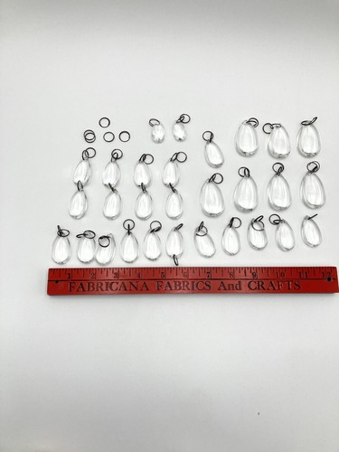 Teardrop Prism Mixed Lot 29 Smooth Clear Glass 2” 1.5” 1” Split Rings Included - Picture 8 of 19