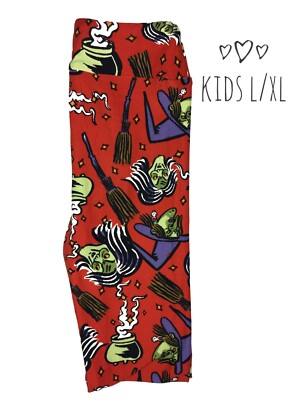LuLaRoe Kid's Leggings Halloween Print L/XL Witches Broom Potion Unicorn A5407