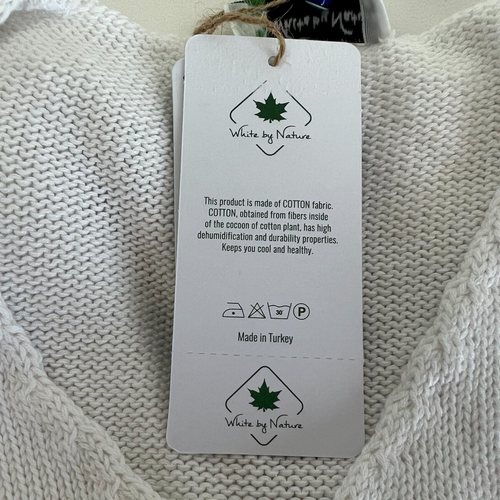 White By Nature Cotton Long Sleeve Knit V-Neck w/Silver Star Sweater White M NWT - Picture 12 of 13
