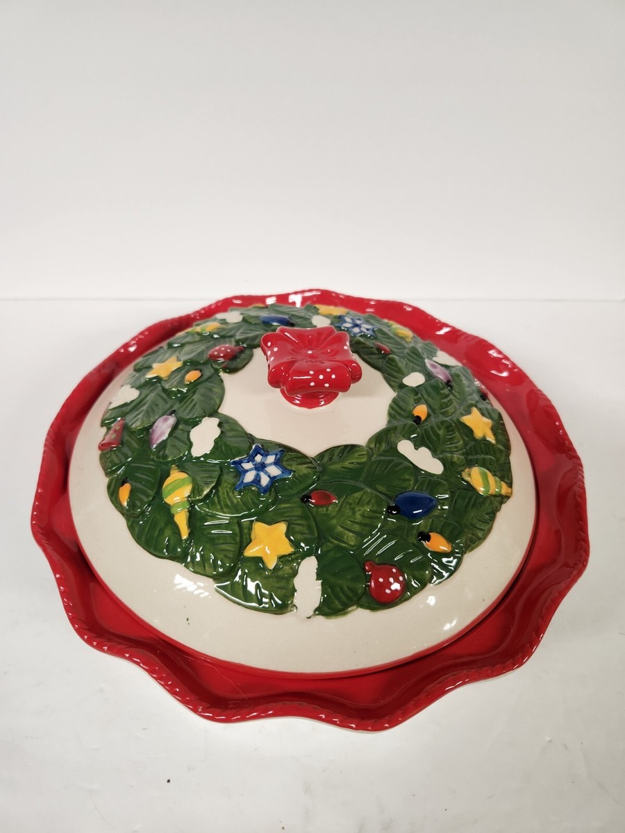 Temptations by Tara Christmas Holiday Pie Plate With Lid Dish Temp-tations