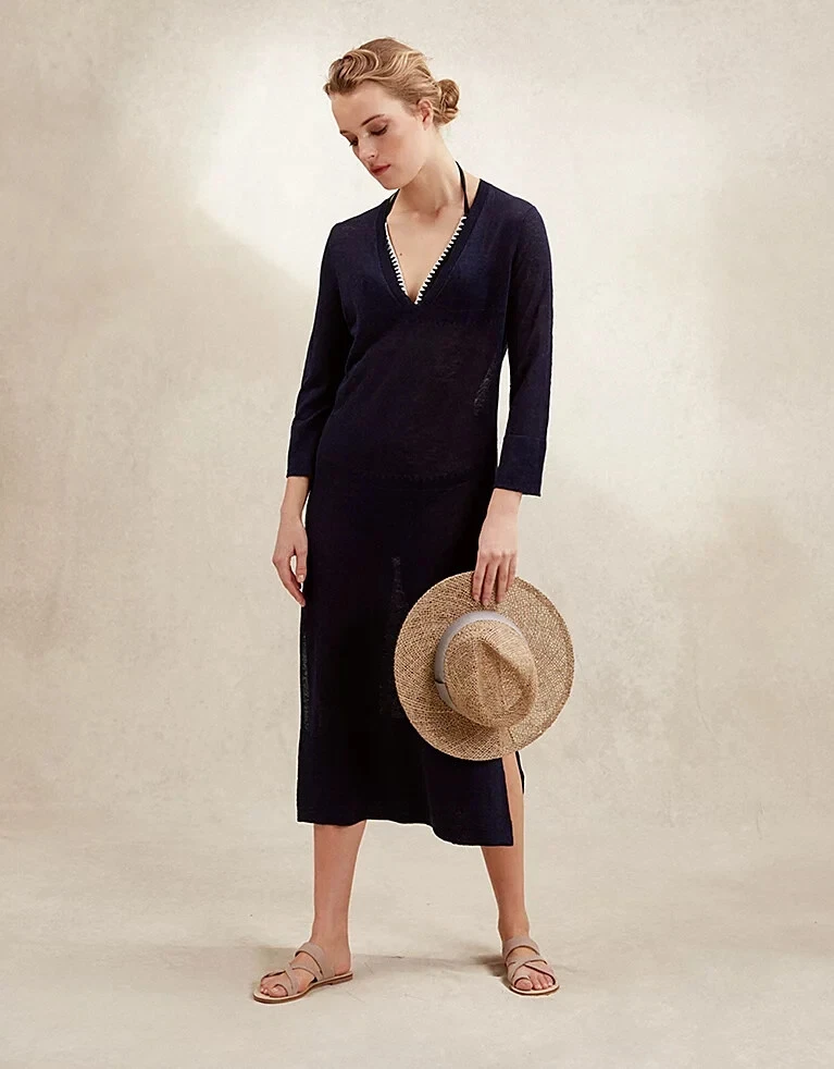 Sheer top linen dress