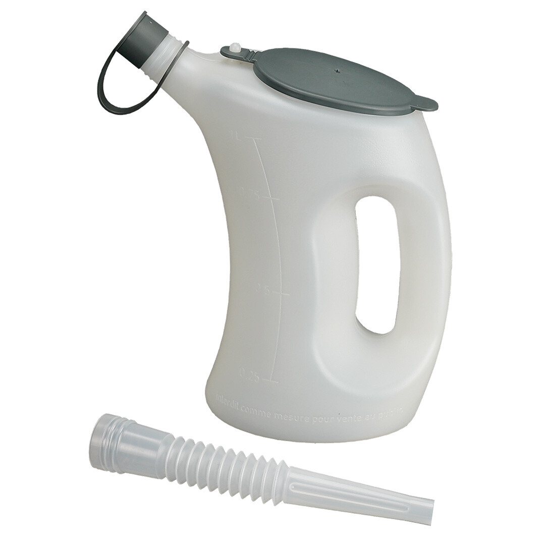 Taza medidora con tapa - FLA-PE, transparente, 1 litro