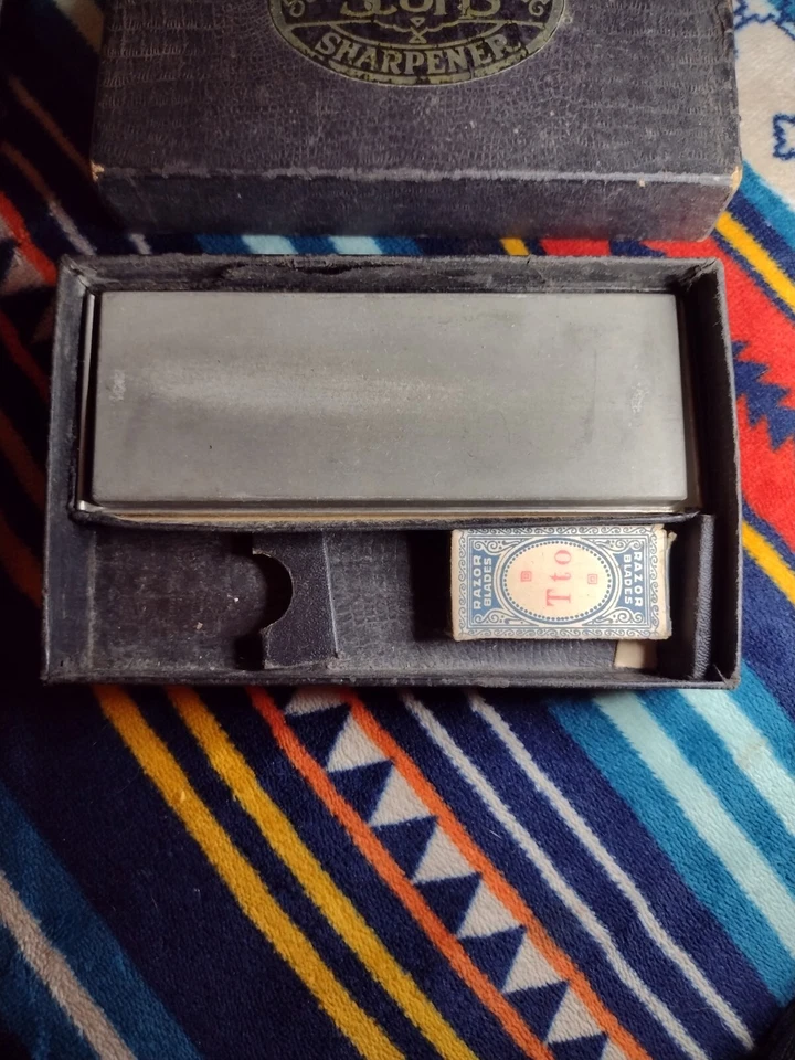 * DE COLECCIÓN * Afilador de rodamientos de bolas Scotts piedra de afilar antigua afilar PAT 1918 Foto 2 de 4