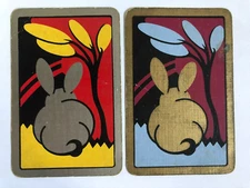 Bunny Rabbit Gold Hare & Tree Vintage Old Rare Retro Art Deco Playing SWAP CARDS