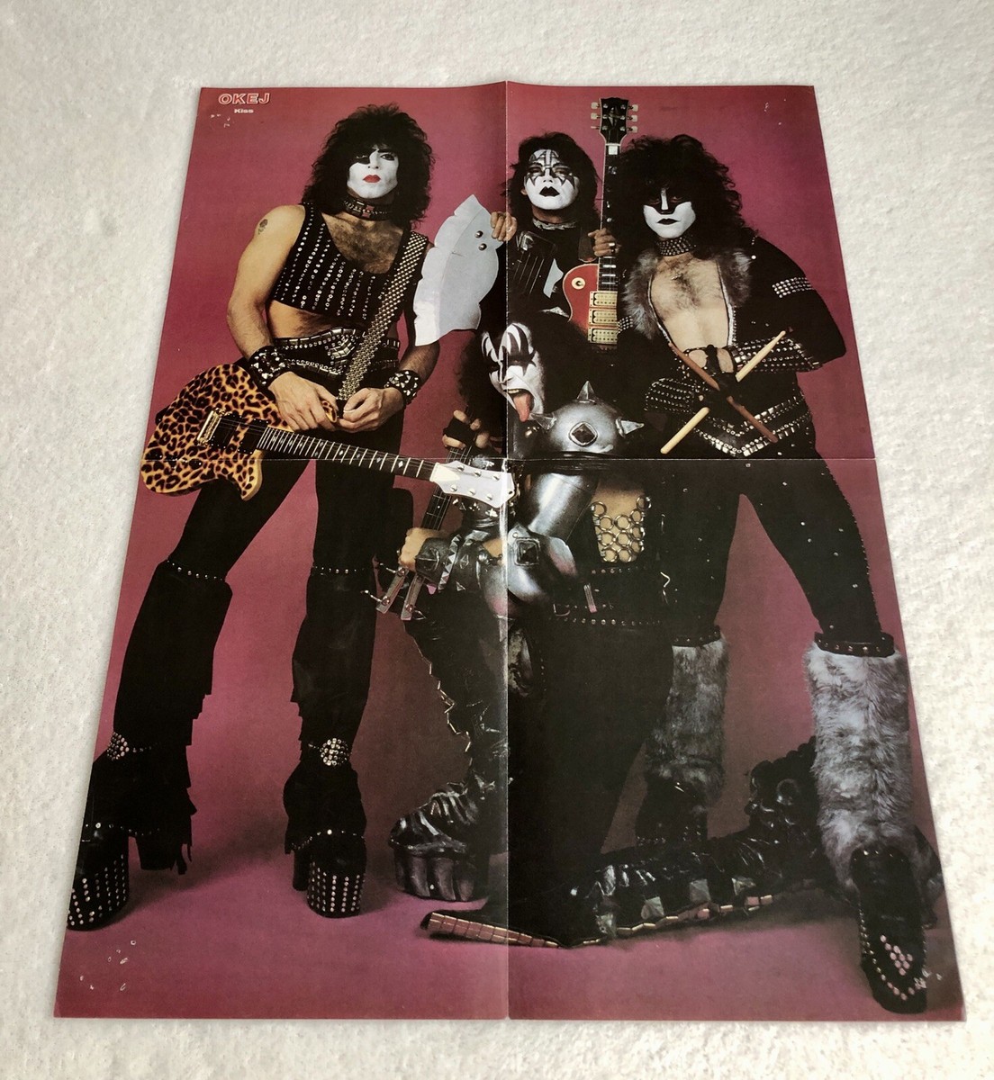 KISS 1982 Gene Paul Ace Eric Swedish Poster Magazine Okej 1980s