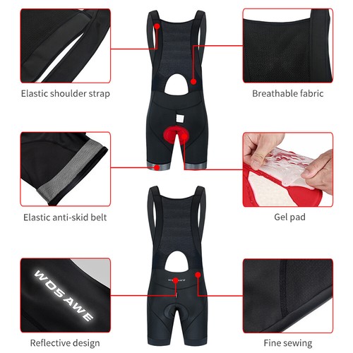 WOSAWE Para Hombre Ciclismo Bib Pantalones Cortos Esponja Acolchados Transpirables Bicicleta Calzas para Montar - Imagen 6 de 12