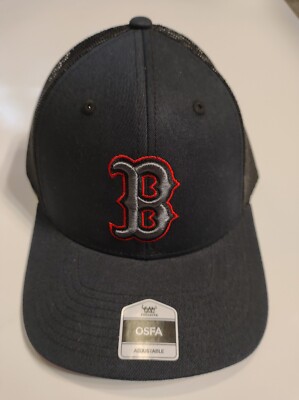 Boston Red Sox Snap Back Trucker Black Cap Hat Embroidered Men Adjustable 