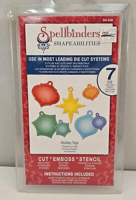 Spellbinders Shapeabilities Holiday Tags 7 metal Dies - S4-338 - New