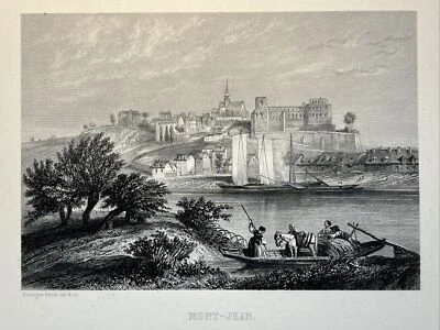 Mont-Jean Antik FRANCE Loire Stahlstich Pittoresue Illustration Chateau Schloss - Bild 1 von 4
