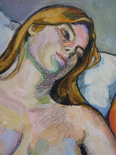ROBERT FINCH 20th c. American CONTEMPORARY Mixed Media Double Sided Nude & Woman - Picture 3 of 7