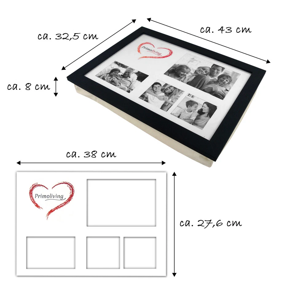 Knietablett mit Kissen und Fotorahmen Bilderrahmen Kissentablett Tablett - Bild 3 von 3